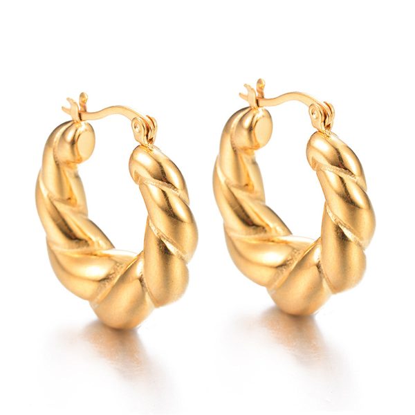 18K Gold-Plated Twisted Hoop Earrings For Cheap