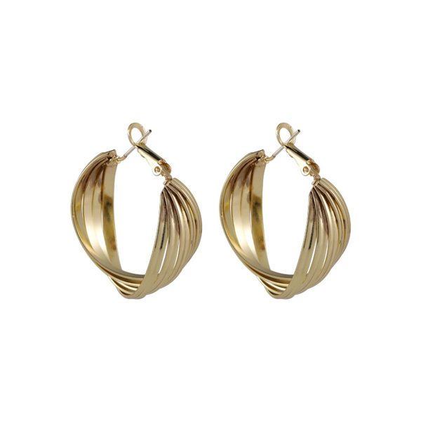 18K Gold-Plated Layered Hoop Earrings For Sale