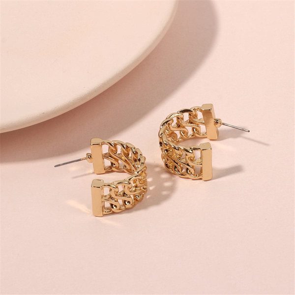 18K Gold-Plated Weaving Huggie Earrings Online Sale