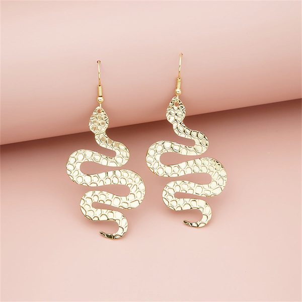 18K Gold-Plated Textured Snake Drop Earrings Discount