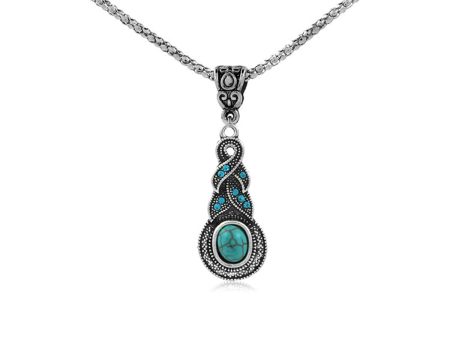 Turquoise & Cubic Zirconia Silver-Plated Braided Pendant Necklace Supply