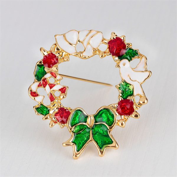 Multicolor Enamel & 18K Gold-Plated Bird & Bow Circle Brooch Sale