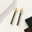 Black Crystal & 18K Gold-Plated Belt Drop Earrings For Cheap