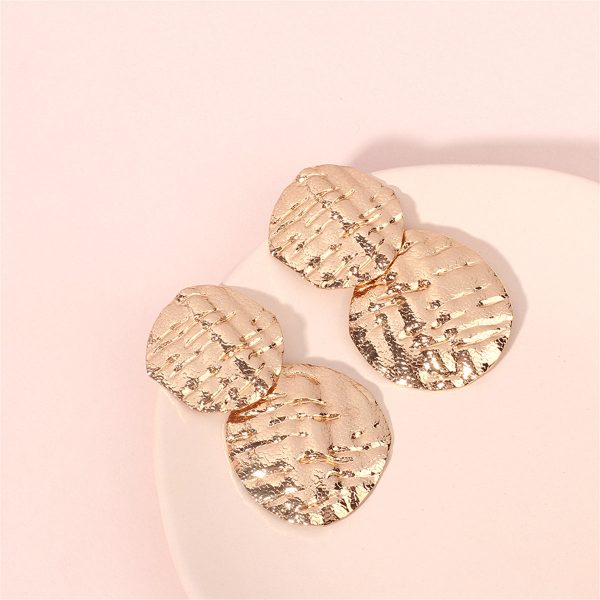 18K Gold-Plated Textured Medallion Drop Earrings Hot on Sale