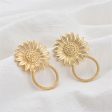 18K Gold-Plated Mum Hoop Drop Earrings For Sale