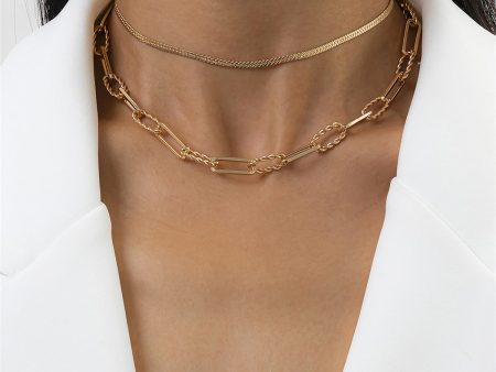 18K Gold-Plated Herringbone Cable Chain Choker Set For Discount