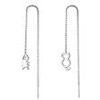 Silver-Plated Cat & Fishbone Threader Earrings Supply