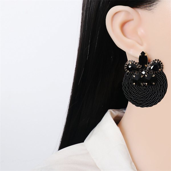 Black Crystal & Cubic Zirconia Butterfly Drop Earrings For Cheap