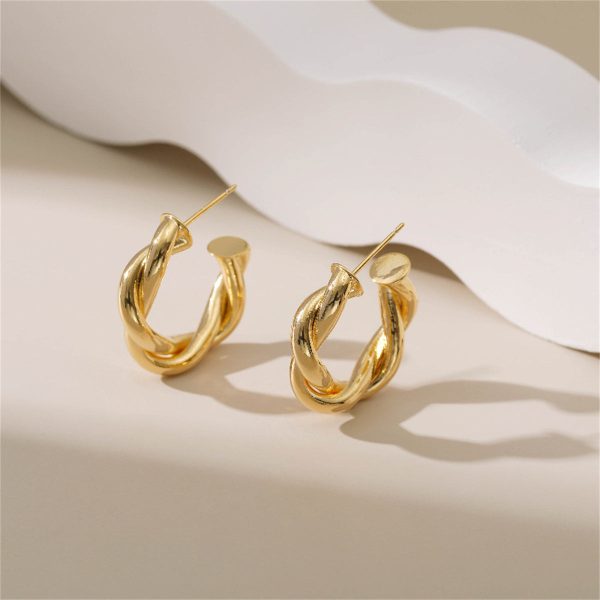 18K Gold-Plated Twine Huggie Earrings Sale