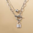 Silver-Plated Lock Pendant Necklace Set on Sale