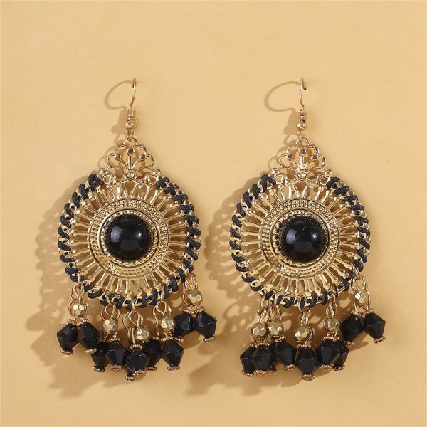 Black Acrylic & Enamel 18K Gold-Plated Openwork Round Drop Earrings Online now