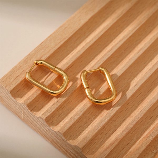 18K Gold-Plated Open Square Huggie Earrings Online