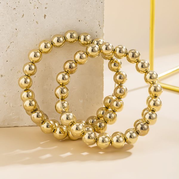 18K Gold-Plated Stacked Beaded Hoop Earrings on Sale