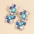 Blue & White Crystal Cluster Drop Earrings For Cheap