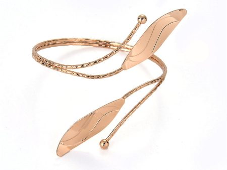 18K Gold-Plated Leaves Bypass Arm Cuff Hot on Sale