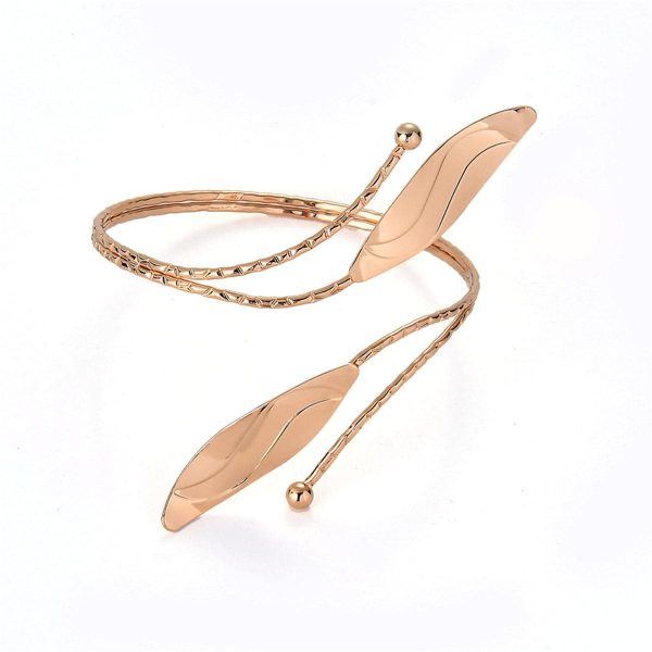 18K Gold-Plated Leaves Bypass Arm Cuff Hot on Sale