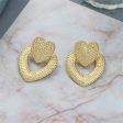 18K Gold-Plated Studded Open Heart Drop Earrings Fashion