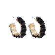 Black Crystal & 18K Gold-Plated C-Shape Stud Earrings Online now