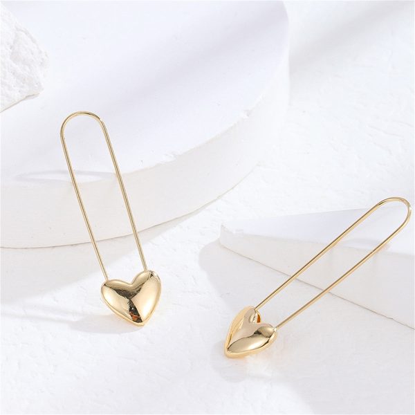 18K Gold-Plated Heart Pin Earrings Online Hot Sale