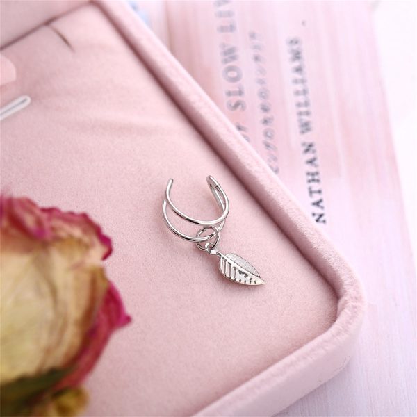 Silver-Plated Leaf Charm Ear Cuff Online