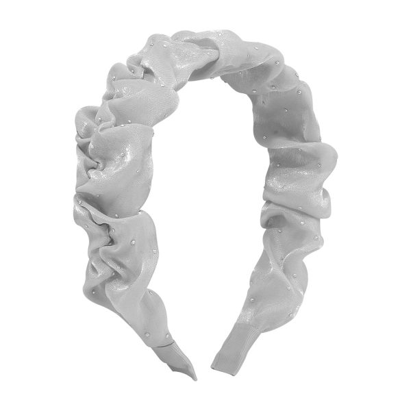 Cubic Zirconia & Gray Ruffled Hard Headband Online Sale