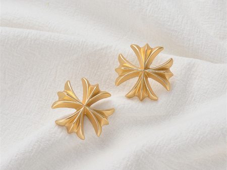 18K Gold-Plated Clover Stud Earrings For Cheap