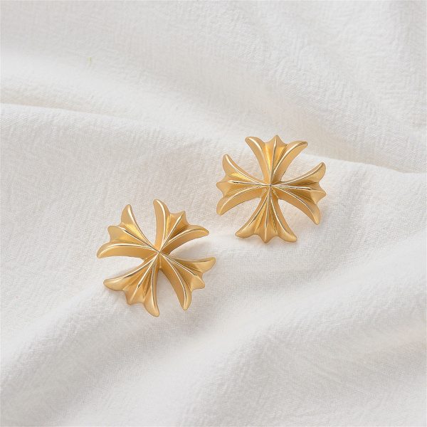 18K Gold-Plated Clover Stud Earrings For Cheap