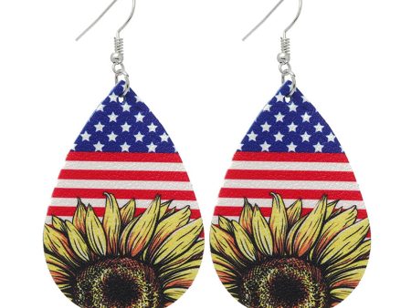 Yellow & Red Polystyrene Stars & Stripes Sunflower Drop Earrings Supply