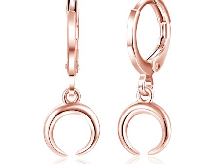 18K Rose Gold-Plated Moon Huggie Drop Earrings Supply