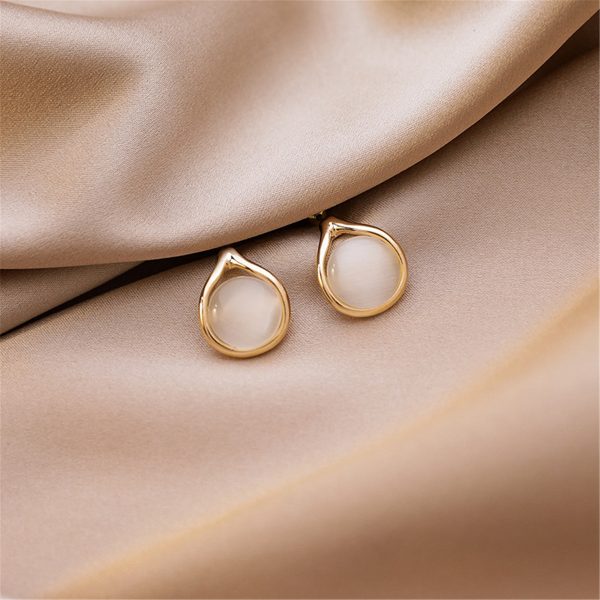 18K Gold-Plated & Peach Cats Eye Stud Earrings Online now