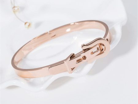 18K Rose Gold-Plated Belt Bangle Online now