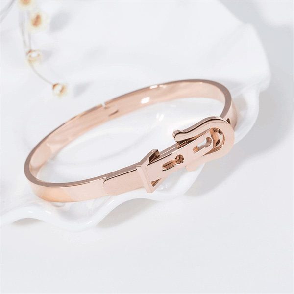 18K Rose Gold-Plated Belt Bangle Online now