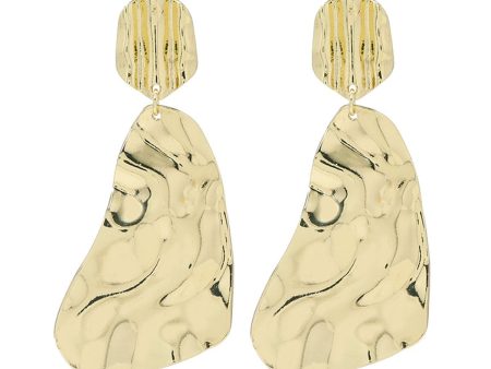 18K Gold-Plated Textured Geometric Drop Earrings For Discount