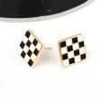 Black & White Plaid Square Stud Earrings Sale