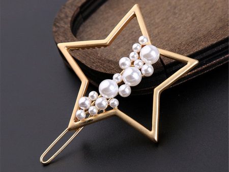 Pearl & 18K Gold-Plated Star Hair Clip Online