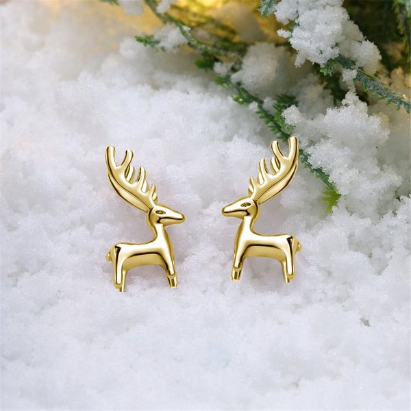 18K Gold-Plated Deer Stud Earrings Online now