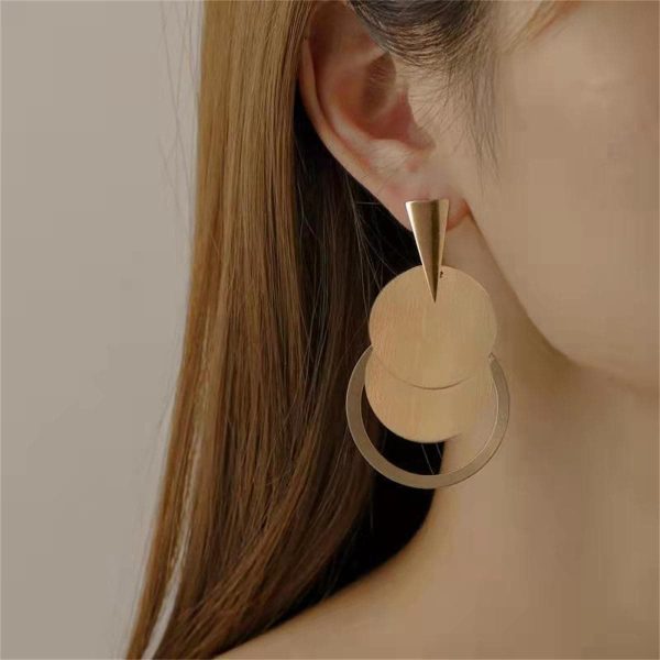 18K Gold-Plated Stacked Round Drop Earrings Hot on Sale