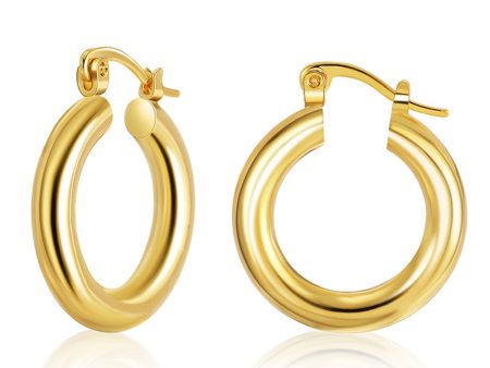 18K Gold-Plated Smooth Tube Huggie Earrings Fashion