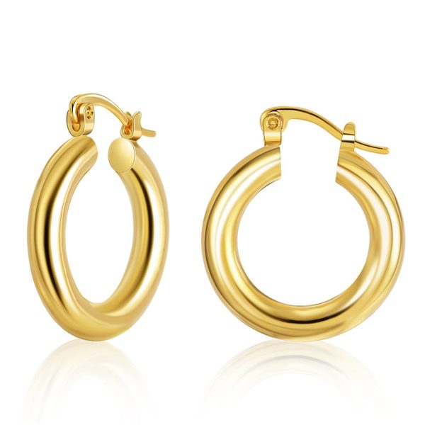 18K Gold-Plated Smooth Tube Huggie Earrings Fashion