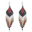 Black & White Howlite Rhombus Tassel Drop Earrings Fashion