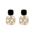 Black Enamel & Pearl Cubic Zirconia-Accent Cushion Drop Earrings Discount