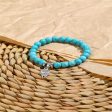 Turquoise & Silver-Plated Owl Charm Stretch Bracelet Discount