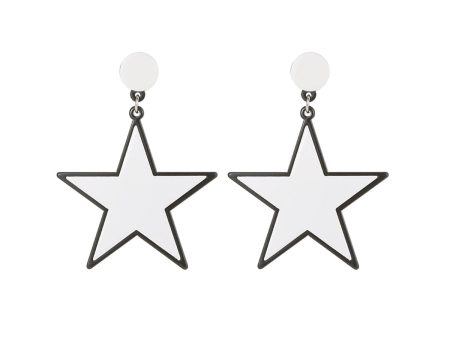 White & Black Star Drop Earrings Online