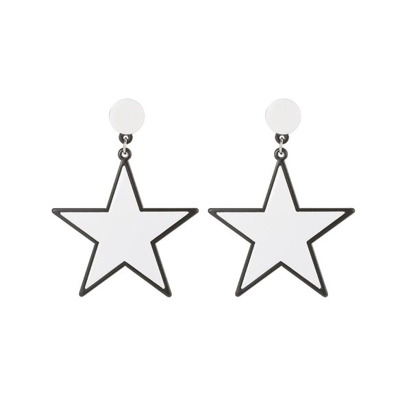 White & Black Star Drop Earrings Online