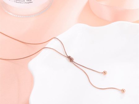 18K Rose Gold-Plated Knot Bead Lariat Necklace Online