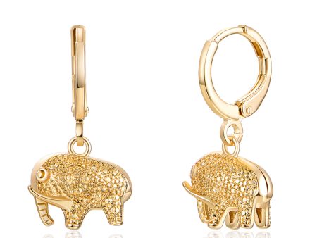 18K Gold-Plated Elephant Charm Huggie Earrings Supply