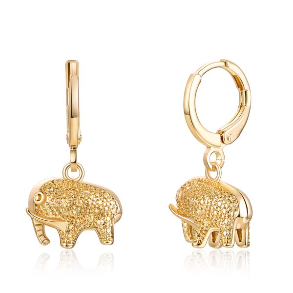 18K Gold-Plated Elephant Charm Huggie Earrings Supply