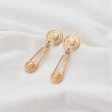 18K Gold-Plated Lion Pin Drop Earrings For Discount