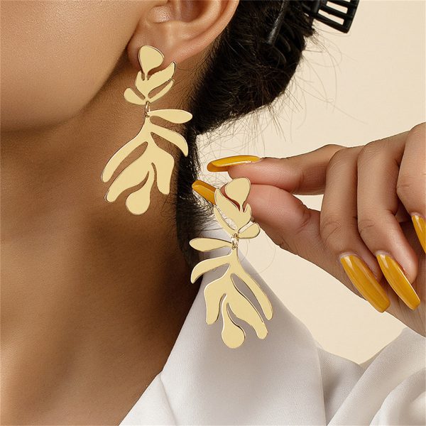 18K Gold-Plated Palm Frond Drop Earrings Online Hot Sale