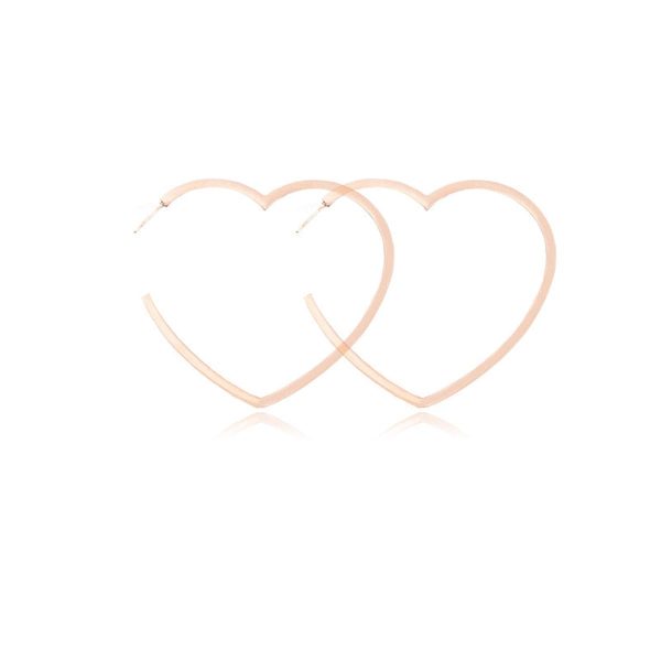 18K Rose Gold-Plated Heart Hoop Earrings Online Sale